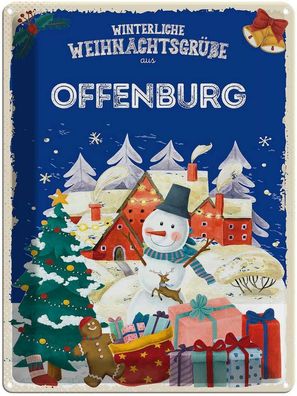 vianmo Blechschild 30x40cm Weihnachtsgrüße Offenburg Deko Geschenk