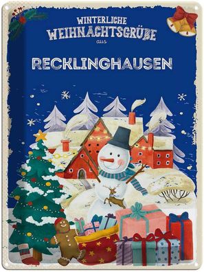 vianmo Blechschild 30x40cm Weihnachtsgrüße aus Recklinghausen Deko Geschenk