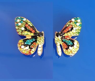 Ohrstecker Schmetterling Strass Mehrfarbige Bunt