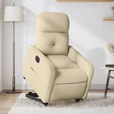 vidaXL Relaxsessel mit Aufstehhilfe Elektrisch Creme Stoff