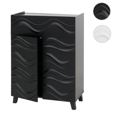 Kommode HWC-N86, Schrank Sideboard Anrichte, 3D-Wellen-Design Push-to-open Türen