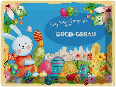 vianmo Blechschild 40x30cm Ostern Ostergrüße Groß-Gerau Deko Geschenk