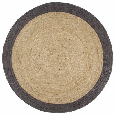 vidaXL Teppich Handgefertigt Jute mit Dunkelgrauem Rand 180 cm