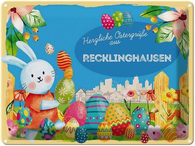 vianmo Blechschild 40x30cm Ostern Ostergrüße Recklinghausen Deko Geschenk