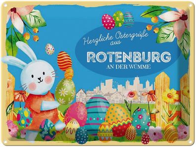 vianmo Blechschild 40x30cm Ostern Ostergrüße Rotenburg An Der Wümme Deko Geschenk