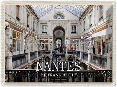 vianmo Blechschild 40x30cm Nantes Frankreich Passage Pommeraye Deko Geschenk