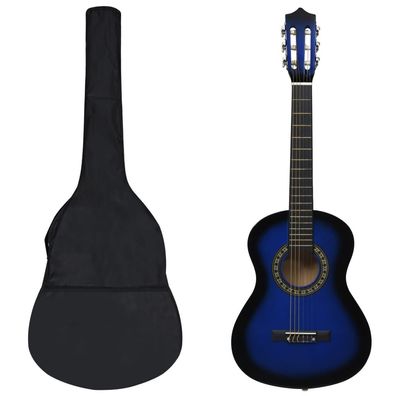 vidaXL 8-tlg. Klassische Gitarre Set für Anfänger Blau 1/2 34"