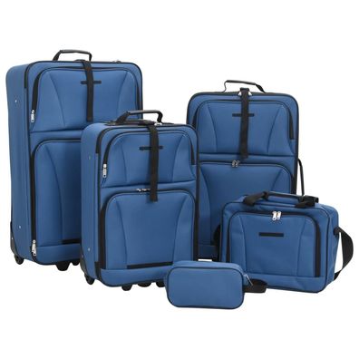 vidaXL 5-tlg. Reisekoffer-Set Blau Stoff