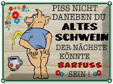 vianmo Blechschild 40x30cm Piss Nicht Daneben Altes Schwein Deko Geschenk