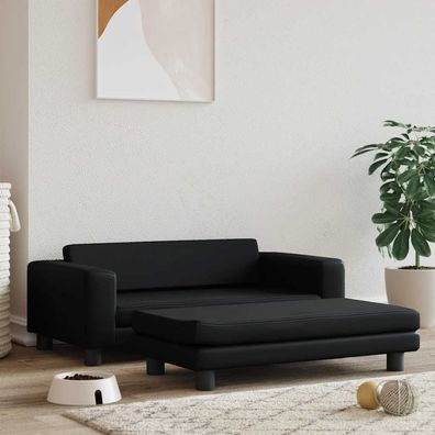 vidaXL Hundebett mit Verlängerung Schwarz 100x50x30 cm Kunstleder