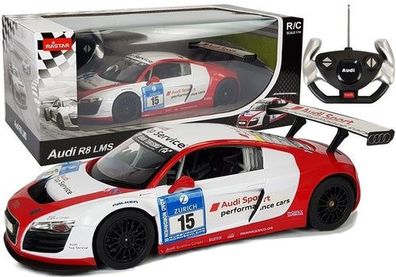 Auto R/C Audi R8 LMS Rastar 1:14 Weiß-Rot