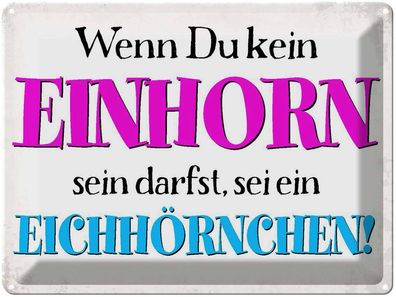 vianmo Blechschild 40x30cm wenn kein Einhorn Eichhörnchen Deko Geschenk