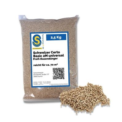Schweizer Certo-Basic 2M Universal, Profi-Rasendünger, Inhalt 2,5kg für ca