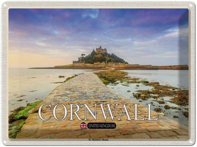 vianmo Blechschild 40x30cm Cornwall St. Michael´s Mount Deko Geschenk