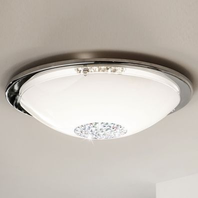 LED Decken Leuchte Ø370mm | Weiß | Kristall | Glas | Lampe Deckenlampe Deckenleuchte