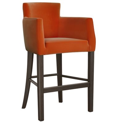 2er-Set VIOLA | Gastro Barhocker | Samt | Holz | Orange | Gastro Barhocker