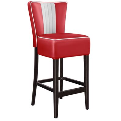 2er-Set American 1 | Barhocker | Rot | Leder | American Barhocker, American Diner Ba