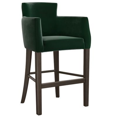 2er-Set VIOLA | Gastro Barhocker | Samt | Holz | Grün | Gastro Barhocker