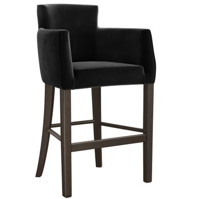 2er-Set VIOLA | Gastro Barhocker | Samt | Holz | Schwarz | Gastro Barhocker