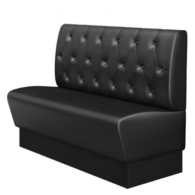 DENVER | Gastrobank | B: 160 x 103 cm | Schwarz | Chesterfield Raute | Leder | Gast