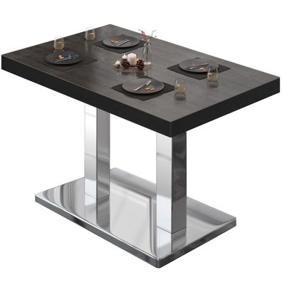 BM | Bistrotisch | B: : 110 x 60 x 77 cm | Wenge / Edelstahl | Rechteckig | Schwarz