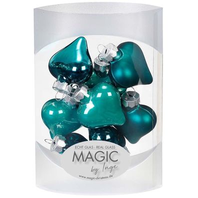 Herz 8 Stk 4cm Dark Emerald Inge-Glas
