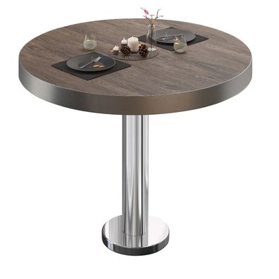 BML | Bistrotisch | Ø: 80 x 77 cm | Light Wenge / Edelstahl | Rund | Edelstahl Rand