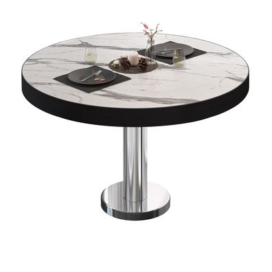 BML | Bistro Loungetisch | Ø: 60 x 41 cm | Weiß Marmor / Edelstahl | Bistro Lounget