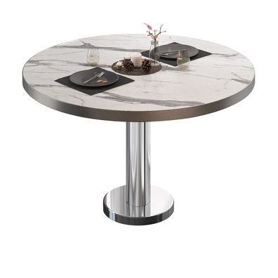 BML | Bistro Loungetisch | Ø: 50 x 39 cm | Weiß Marmor / Edelstahl | Bistro Lounget