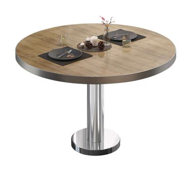 BML | Bistro Loungetisch | Ø: 70 x 38,5 cm | Eiche / Edelstahl | Bistro Loungetisch