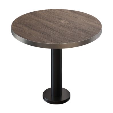 BML | Bistrotisch | Ø: 70 x 75 cm | Light Wenge / Schwarz | Rund | Edelstahl Rand |