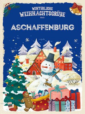 vianmo Holzschild 30x40cm Weihnachtsgrüße Aschaffenburg Deko Geschenk