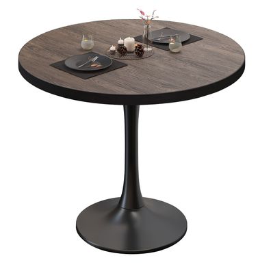 BL | Bistrotisch | Ø: 80 x 76 cm | Schwarzer Rand | Light Wenge / Schwarz | Rund |