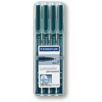 4 Staedtler Lumocolor Folienstifte schwarz 0,6 mm permanent