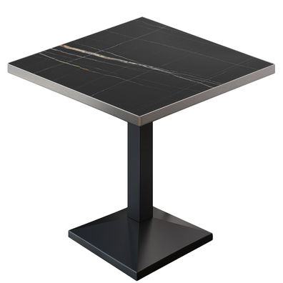 BPA | Bistro Tisch | Quadratisch | Edelstahl Rand | 70 x 70 x 78,5 cm | Schwarz Marm