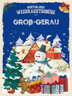 vianmo Holzschild 30x40cm Weihnachtsgrüße Groß-Gerau Deko Geschenk