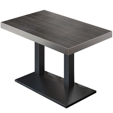 BPA | Bistro Tisch | 120 x 70 x 81 cm | Rechteckig | Edelstahl Rand | Wenge / Schwar