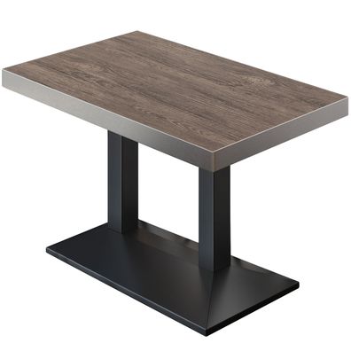 BPA | Bistro Tisch | 130 x 80 x 81 cm | Rechteckig | Edelstahl Rand | Light Wenge