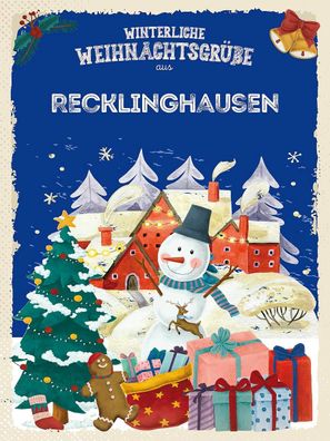 vianmo Holzschild 30x40cm Weihnachtsgrüße aus Recklinghausen Deko Geschenk