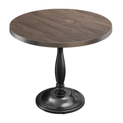 BD | Bistro Tisch | Ø 80 x 75,5 cm | Rund | Edelstahl Rand | Light Wenge / Schwarz |