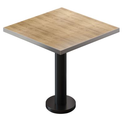 BML | Bistro Tisch | 60 x 60 x 74,5 cm | Quadratisch | Edelstahl Rand | Eiche / Schw