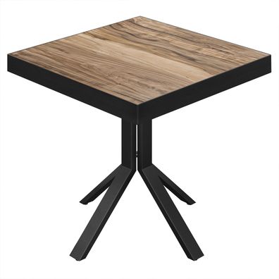 BE | Bistro Tisch | 70 x 70 x 77 cm | Quadratisch | Schwarz Rand | Sheesham / Schwar