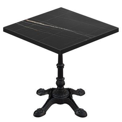 BPR | Bistro Tisch | 60 x 60 x 74,5 cm | Quadratisch | Schwarzer Rand | Schwarz Marm