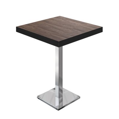 BM | Bistro Stehtisch | 60 x 60 x 110 cm | Quadratisch | Schwarzer Rand | Light Weng