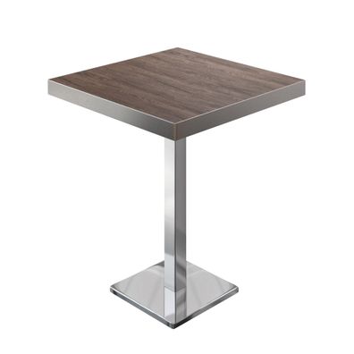 BM | Bistro Stehtisch | 60 x 60 x 110 cm | Quadratisch | Edelstahl Rand | Light Weng