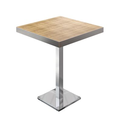 BM | Bistro Stehtisch | 70 x 70 x 110 cm | Quadratisch | Edelstahl Rand | Eiche / Ed