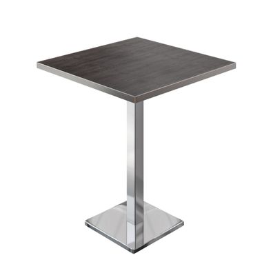 BM | Bistro Stehtisch | 60 x 60 x 108 cm | Quadratisch | Edelstahl Rand | Wenge / Ed