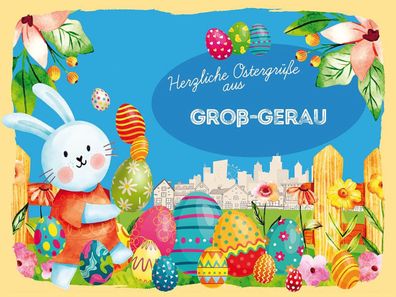 vianmo Holzschild 40x30cm Ostern Ostergrüße Groß-Gerau Deko Geschenk