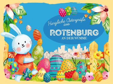 vianmo Holzschild 40x30cm Ostern Ostergrüße Rotenburg An Der Wümme Deko Geschenk