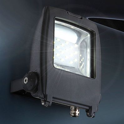 Wand Strahler AUSSEN Ø200mm | LED | Schwarz | Alu | Fluter Flutlicht Aussenlampe Aus